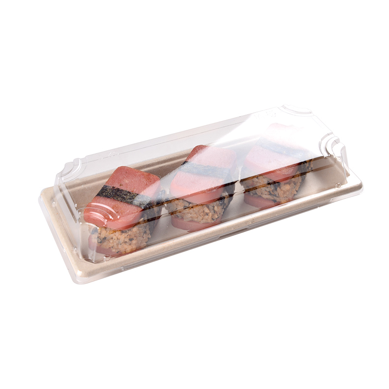 Biodegradable Compostable Bagasse Takeaway Sushi Box With Lid Cake Tray with LID