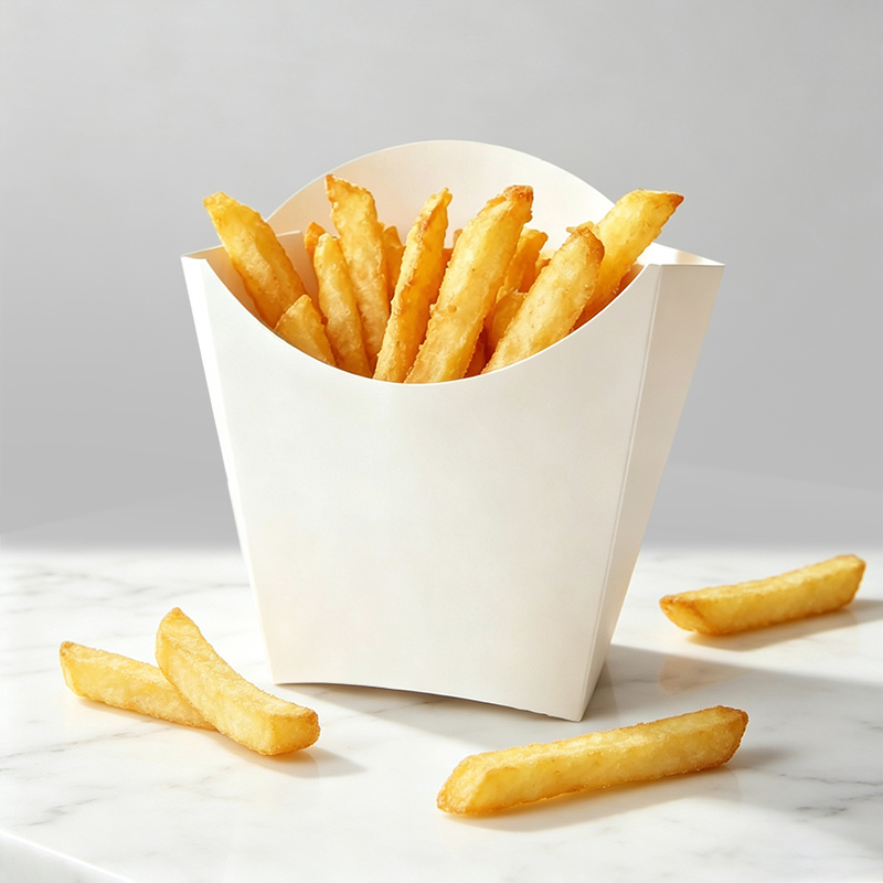 Disposable Snack Containers/French Fry Box Holders Cups, Set of 50 White Paper Snack Holders - Snack Containers