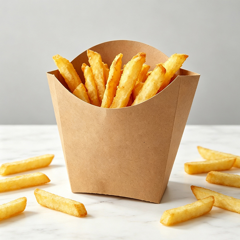 Disposable French Fry Box Holders Kraft Paper Fried Chicken Snack Cups Containers Takeout Cups for Wedding Birthday Home Parties Events Supplies, Brown