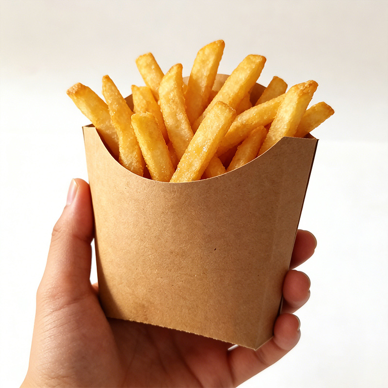 Disposable French Fry Box Holders Kraft Paper Fried Chicken Snack Cups Containers Takeout Cups for Wedding Birthday Home Parties Events Supplies, Brown