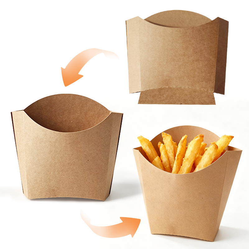 Disposable French Fry Box Holders Kraft Paper Fried Chicken Snack Cups Containers Takeout Cups for Wedding Birthday Home Parties Events Supplies, Brown