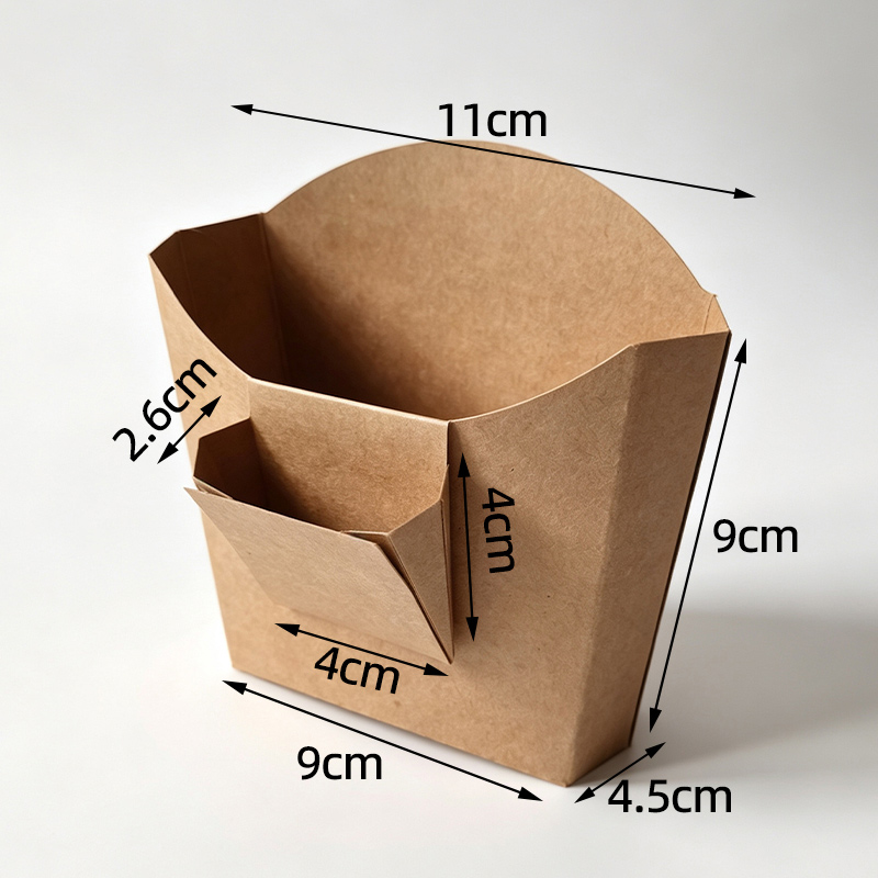 With sauce box French Fry Holder Disposable French Fries Box Container Small Popcorn Paper Cup for Fries, Onion Rings, Crackers