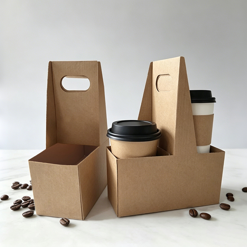 Coffee Drink Carrier with Handle(2 Cups 4 Cups 6 Cups) Drink Holder with Handle,Disposable Cup Holders for Drinks, Great for All Your Drink and Food Delivery,Coffee Carrier