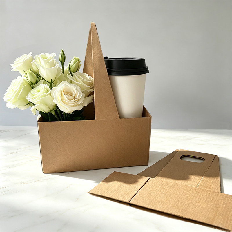 Coffee Drink Carrier with Handle(2 Cups 4 Cups 6 Cups) Drink Holder with Handle,Disposable Cup Holders for Drinks, Great for All Your Drink and Food Delivery,Coffee Carrier