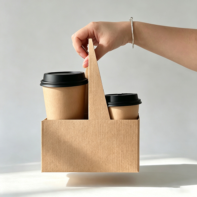 Coffee Drink Carrier with Handle(2 Cups 4 Cups 6 Cups) Drink Holder with Handle,Disposable Cup Holders for Drinks, Great for All Your Drink and Food Delivery,Coffee Carrier