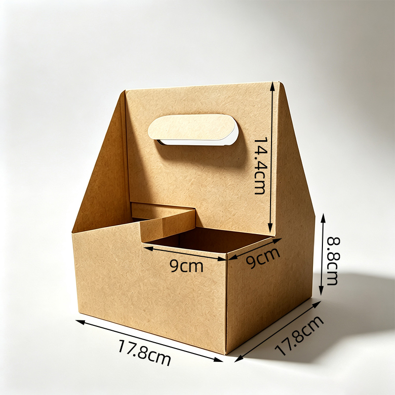 Drink Carrier with Handles,corrugated 2/4/6 cups Holder, Space-Saving, Foldable, Geinforced Structure, Spill-proof, Cold/Hot Drinks, Cafes Gift, Bakeries