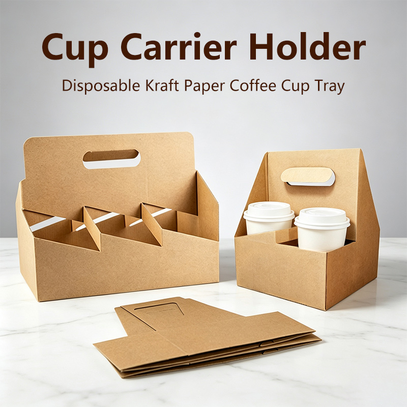 Disposable Paper Coffee Cup Holder Portable Drink Cup Carriers to go Cup Holder Food Delivery Accessories for Hot/Cold Drinks