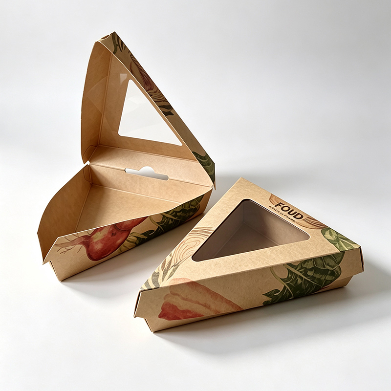 Manufacturers Customizable Printed logo Pizza Box With Window Good Price Triangular Pizza Cone Take Away Kraft Box