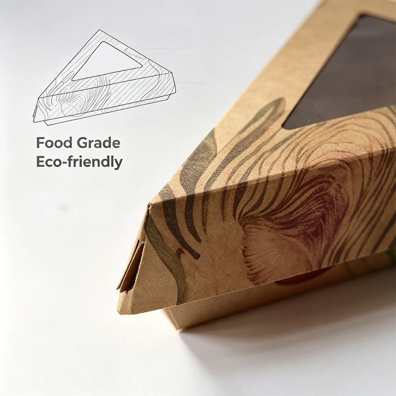 Manufacturers Customizable Printed logo Pizza Box With Window Good Price Triangular Pizza Cone Take Away Kraft Box