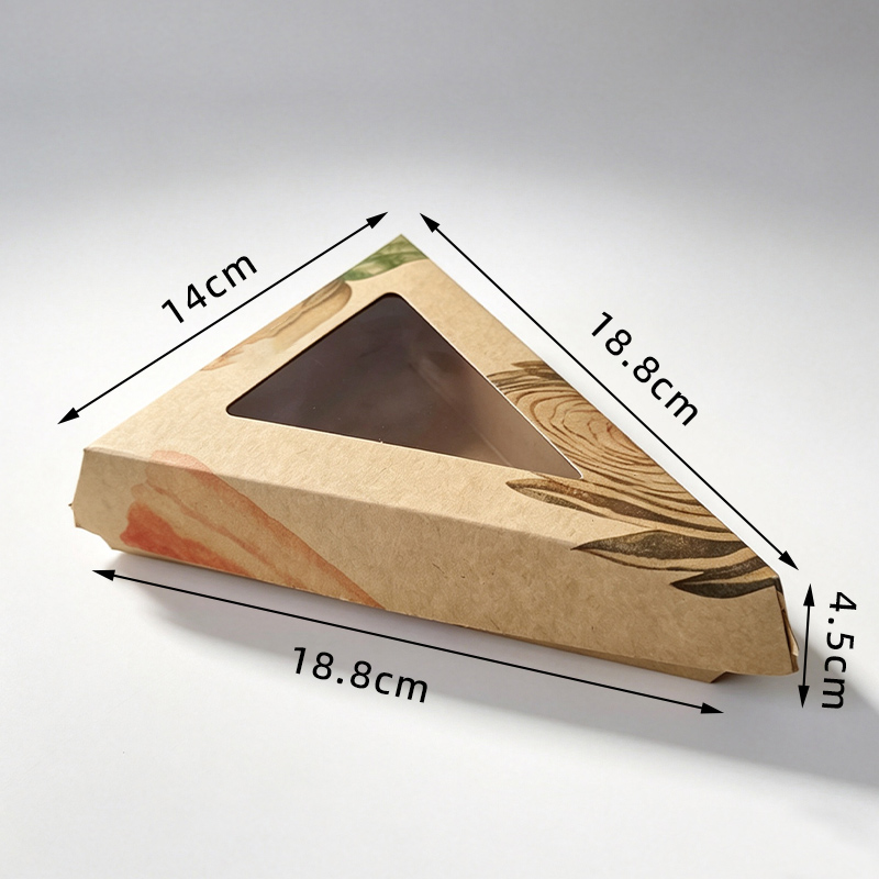 Manufacturers Customizable Printed logo Pizza Box With Window Good Price Triangular Pizza Cone Take Away Kraft Box