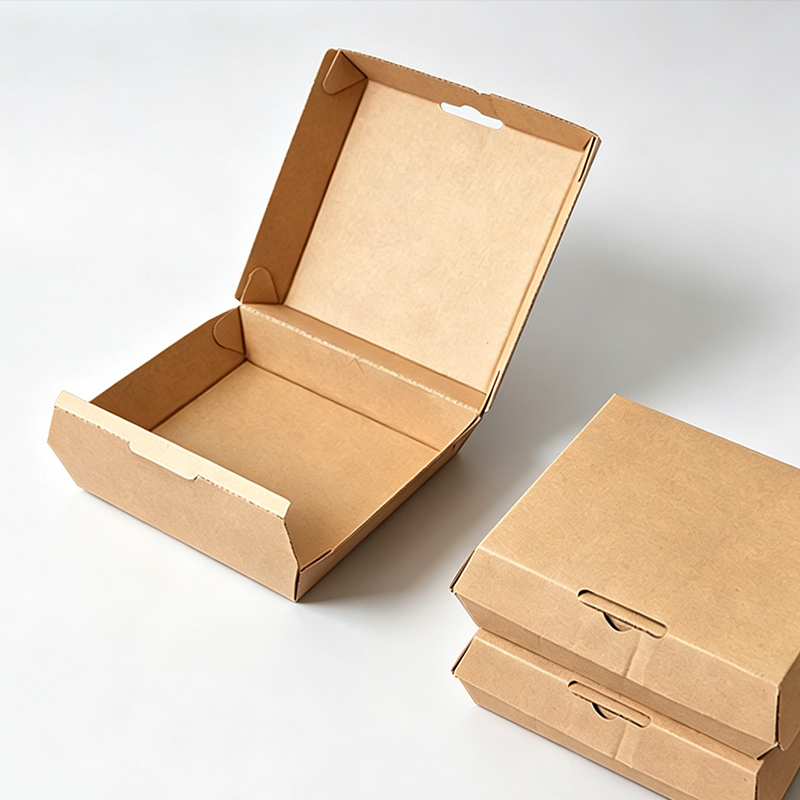 Corrugated Kraft Paper Burger Boxes Eco Friendly Custom Printed Food Grade Packaging for Fast Food Restaurant Takeaway