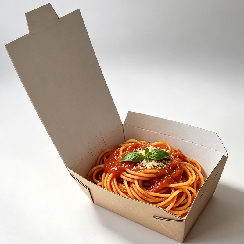 Eco-Friendly Biodegradable Disposable Pasta Box with PET Coating for Oven and Sushi