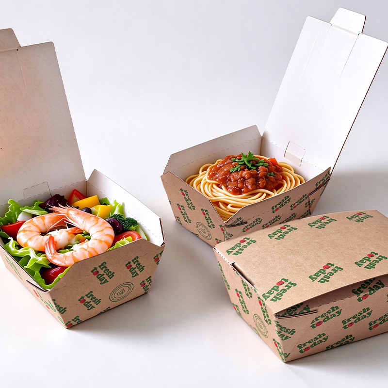 Custom Printed Fast Food Pasta Box French Fries Packaging Clamshell Burger Takaway Packing Box with logo